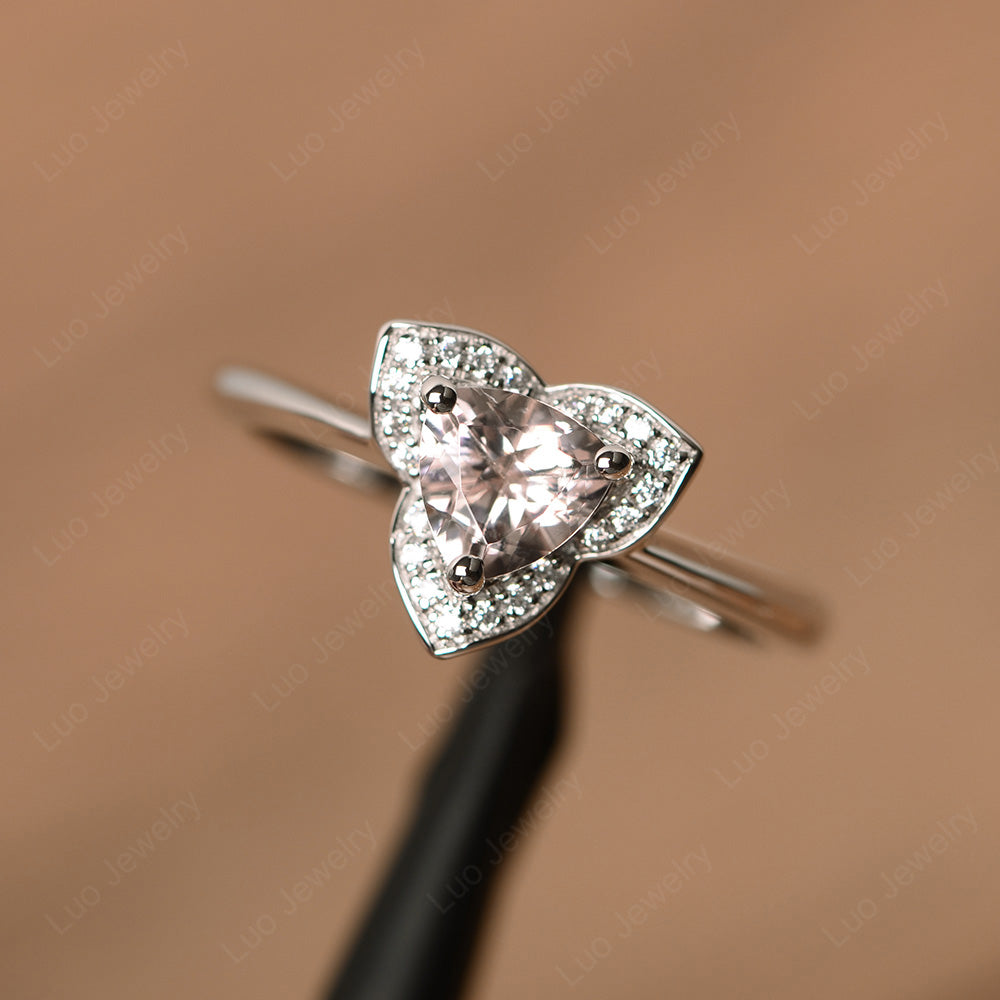 Trillion Cut Morganite Flower Wedding Ring - LUO Jewelry