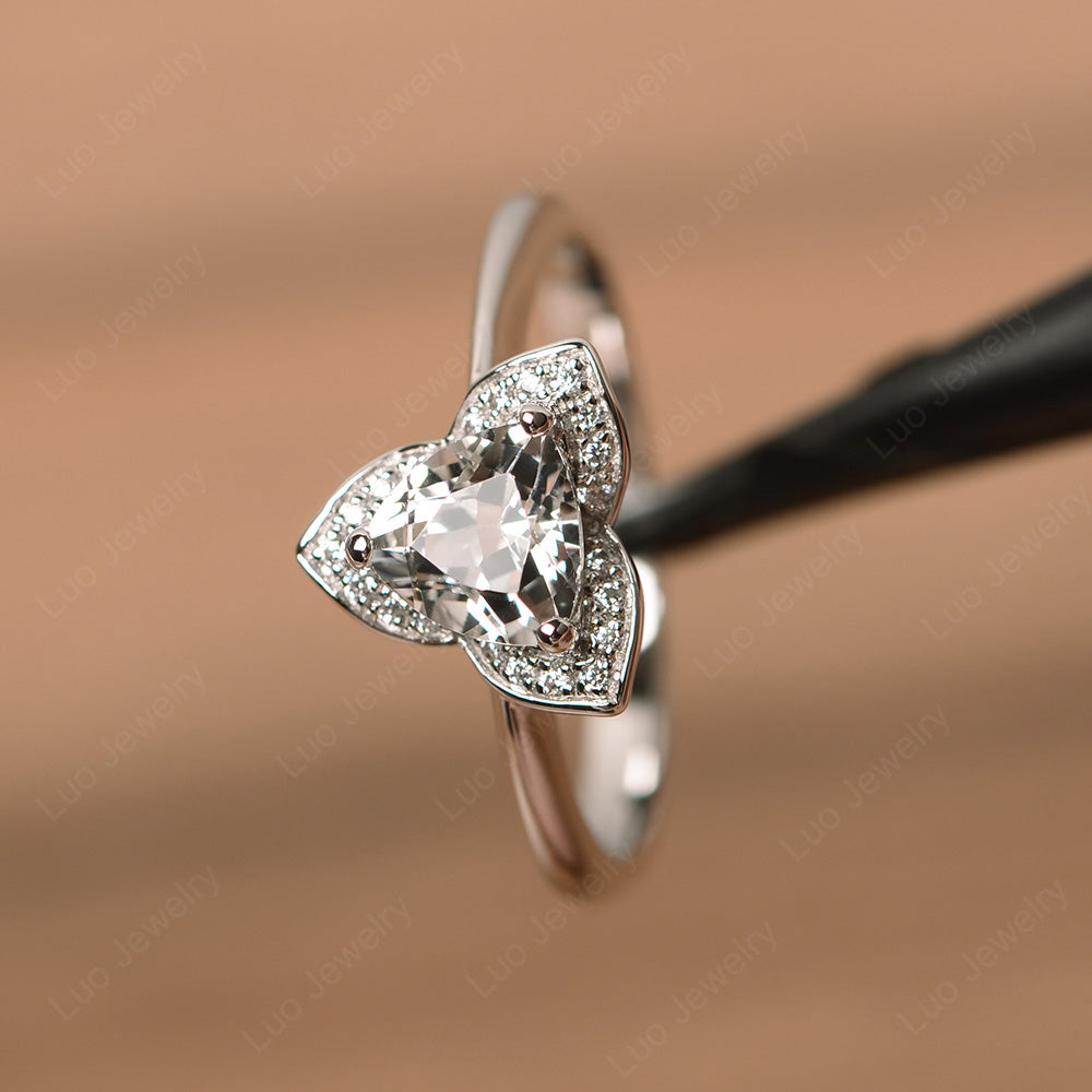 Trillion Cut White Topaz Flower Wedding Ring - LUO Jewelry