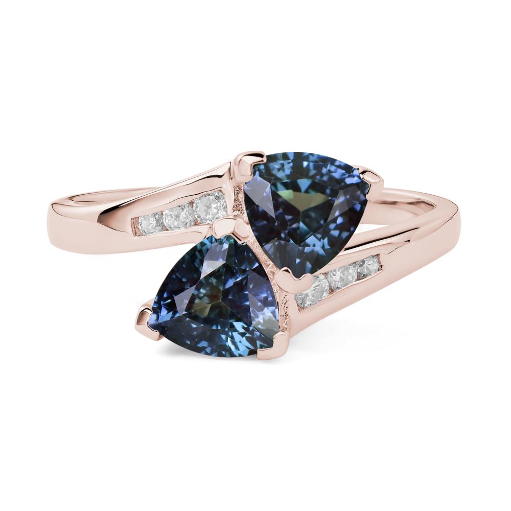2 Stone Lab Grown Alexandrite Mothers Ring - LUO Jewelry #metal_14k rose gold