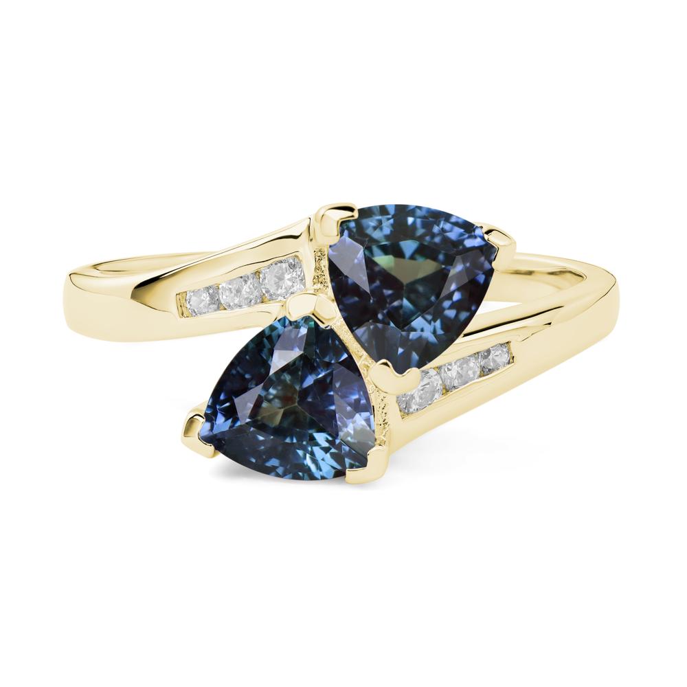 2 Stone Lab Grown Alexandrite Mothers Ring - LUO Jewelry #metal_18k yellow gold