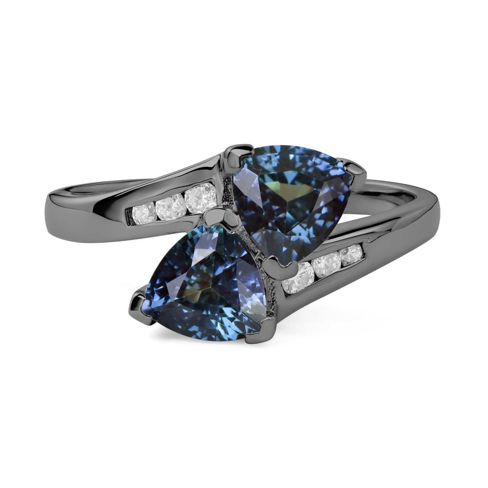 2 Stone Lab Grown Alexandrite Mothers Ring - LUO Jewelry #metal_black finish sterling silver