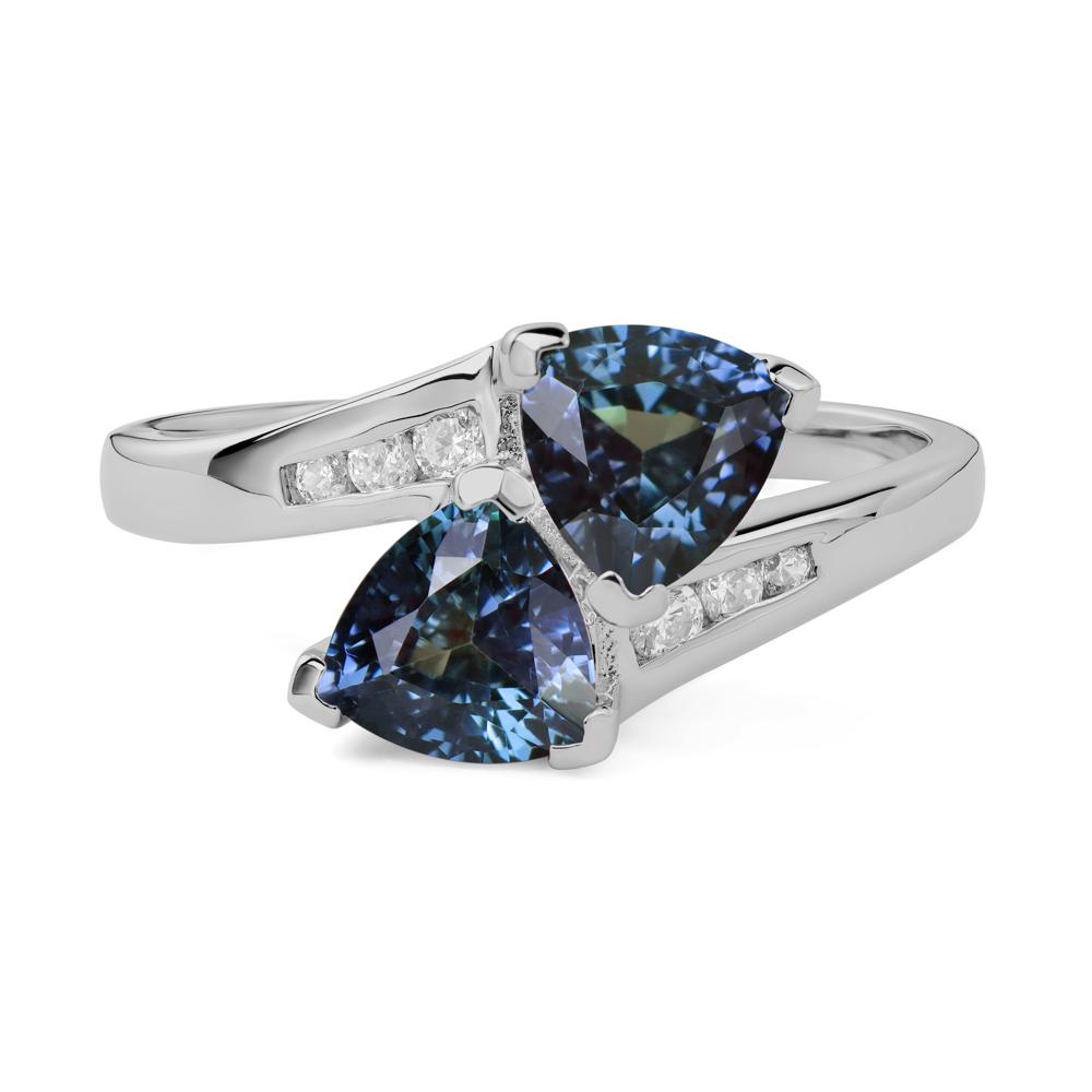 2 Stone Lab Grown Alexandrite Mothers Ring - LUO Jewelry #metal_platinum