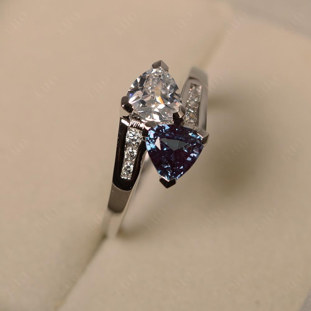 2 Stone Lab Alexandrite and White Topaz Mothers Ring - LUO Jewelry