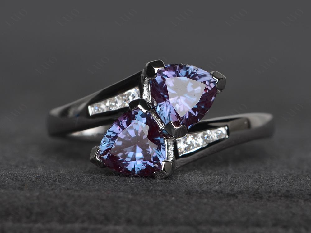 2 Stone Lab Grown Alexandrite Mothers Ring - LUO Jewelry