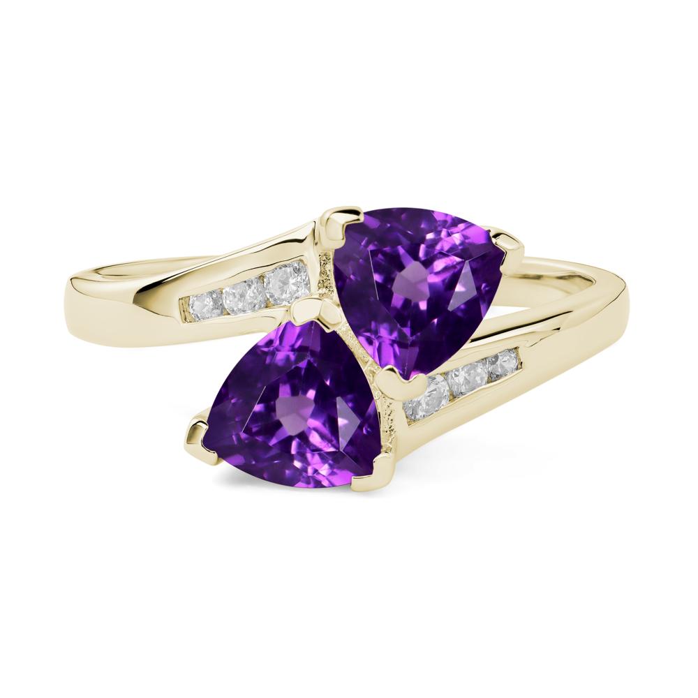 2 Stone Amethyst Mothers Ring - LUO Jewelry #metal_14k yellow gold