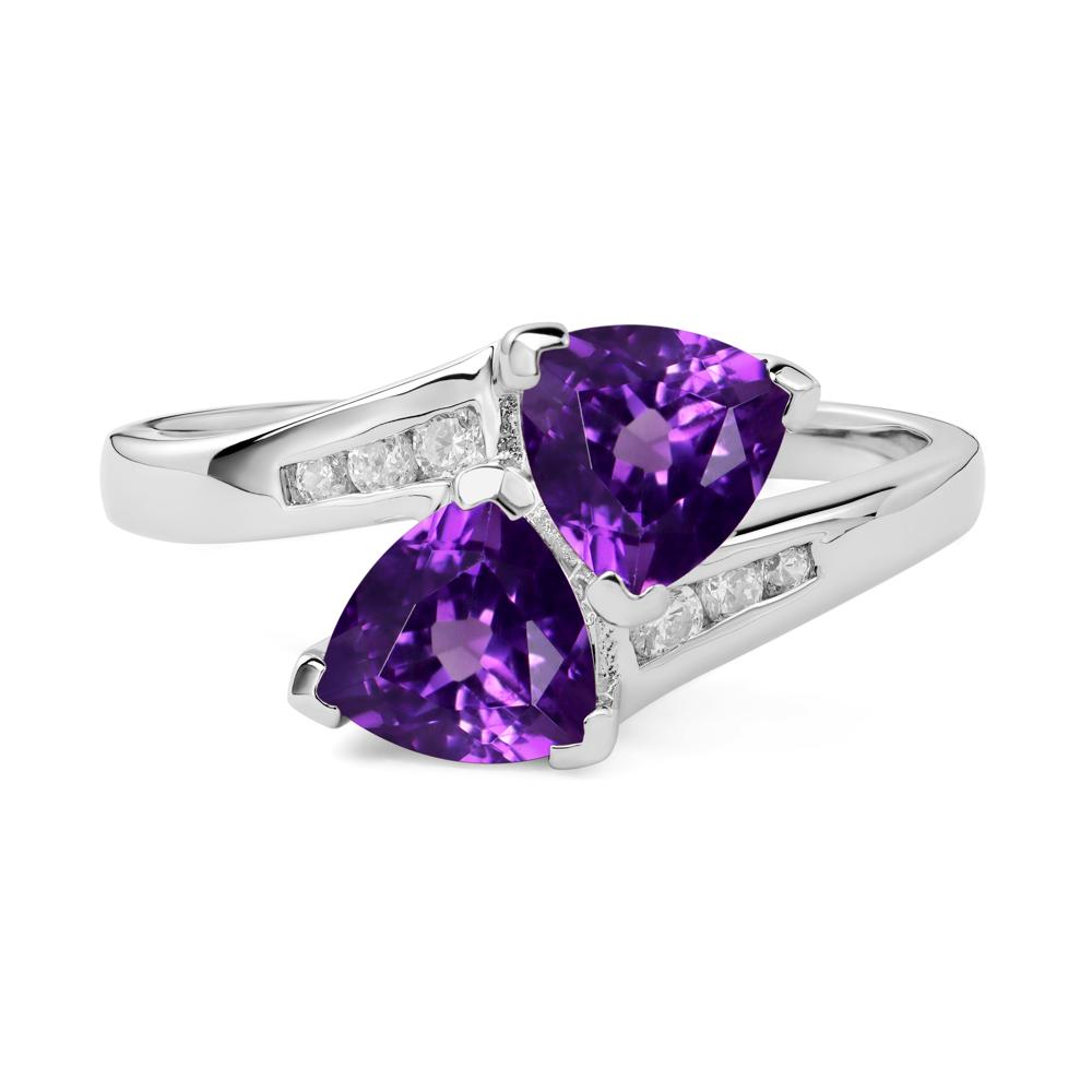 2 Stone Amethyst Mothers Ring - LUO Jewelry #metal_18k white gold
