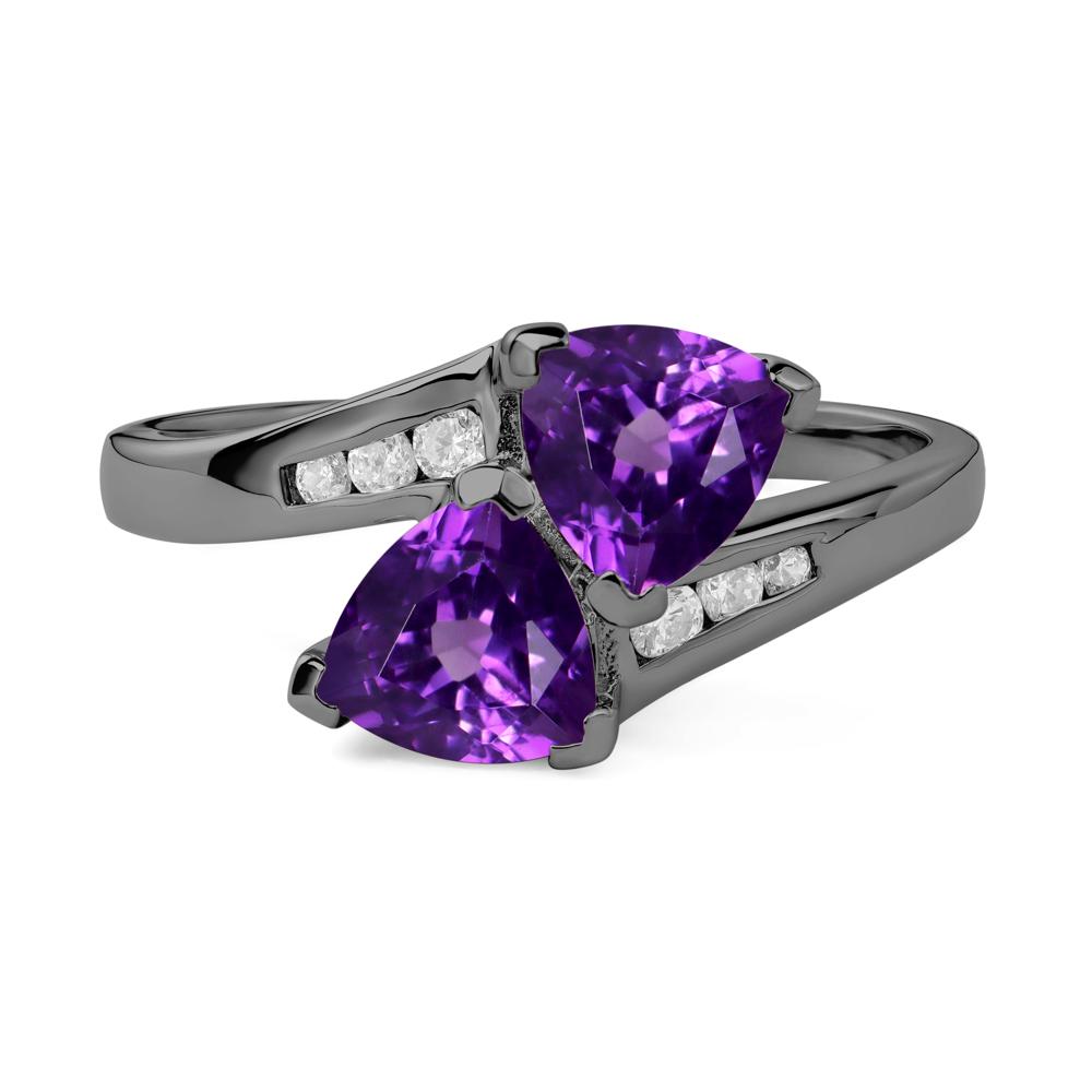2 Stone Amethyst Mothers Ring - LUO Jewelry #metal_black finish sterling silver