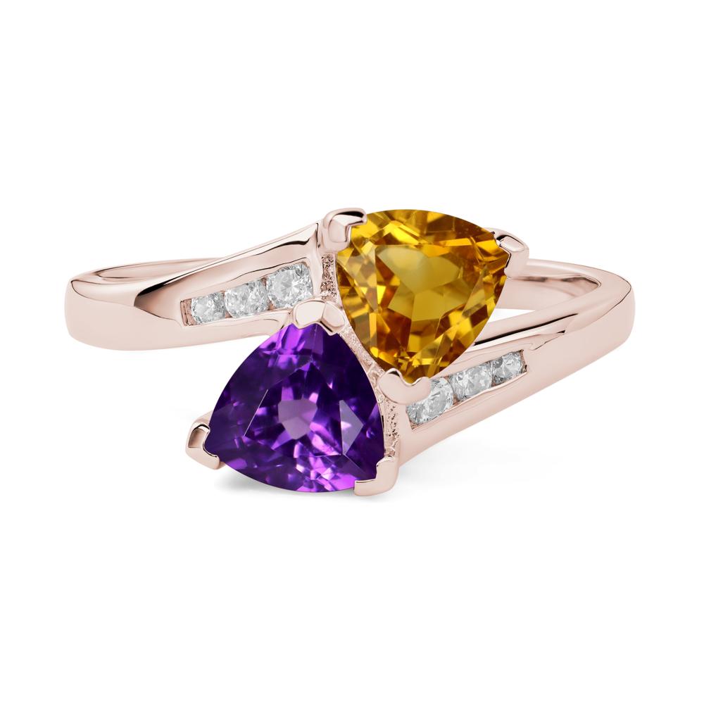 2 Stone Amethyst and Citrine Mothers Ring - LUO Jewelry #metal_14k rose gold