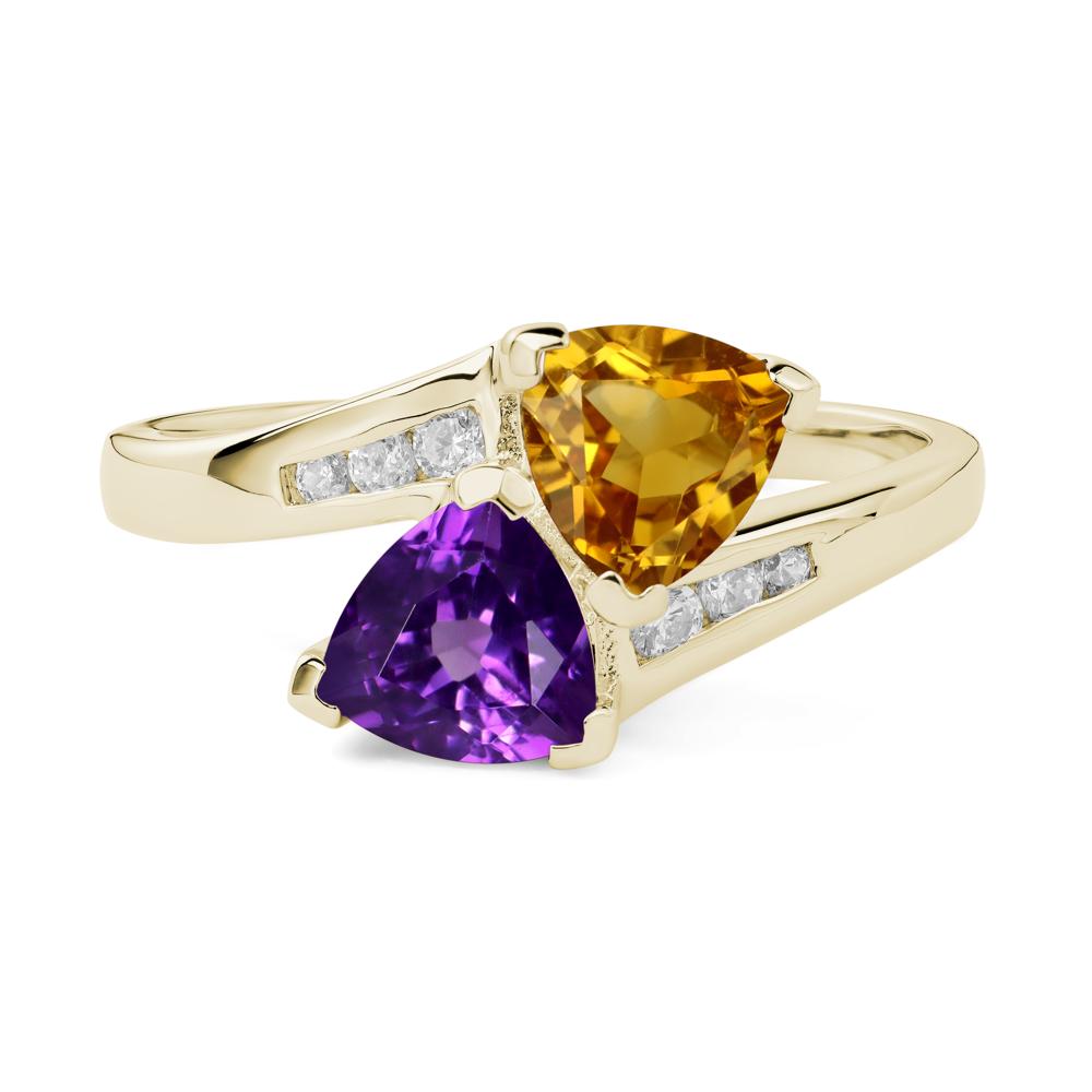 2 Stone Amethyst and Citrine Mothers Ring - LUO Jewelry #metal_14k yellow gold