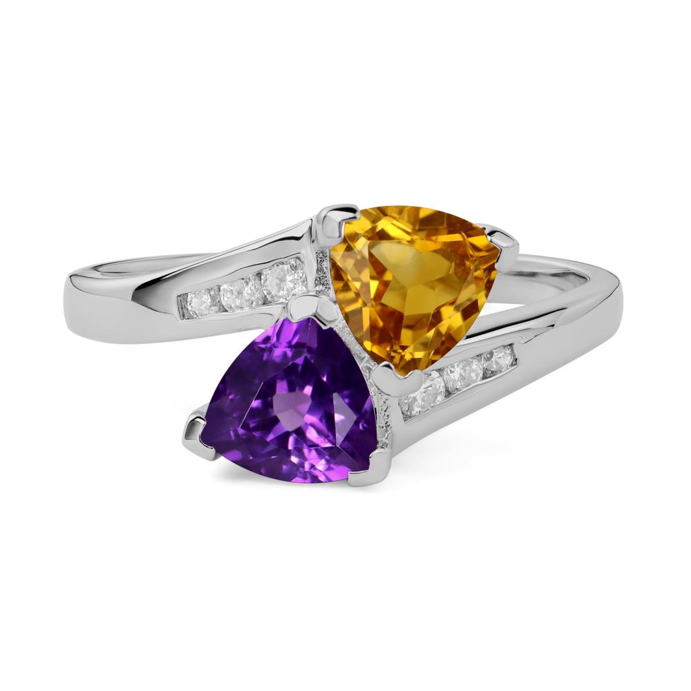 2 Stone Amethyst and Citrine Mothers Ring - LUO Jewelry #metal_platinum
