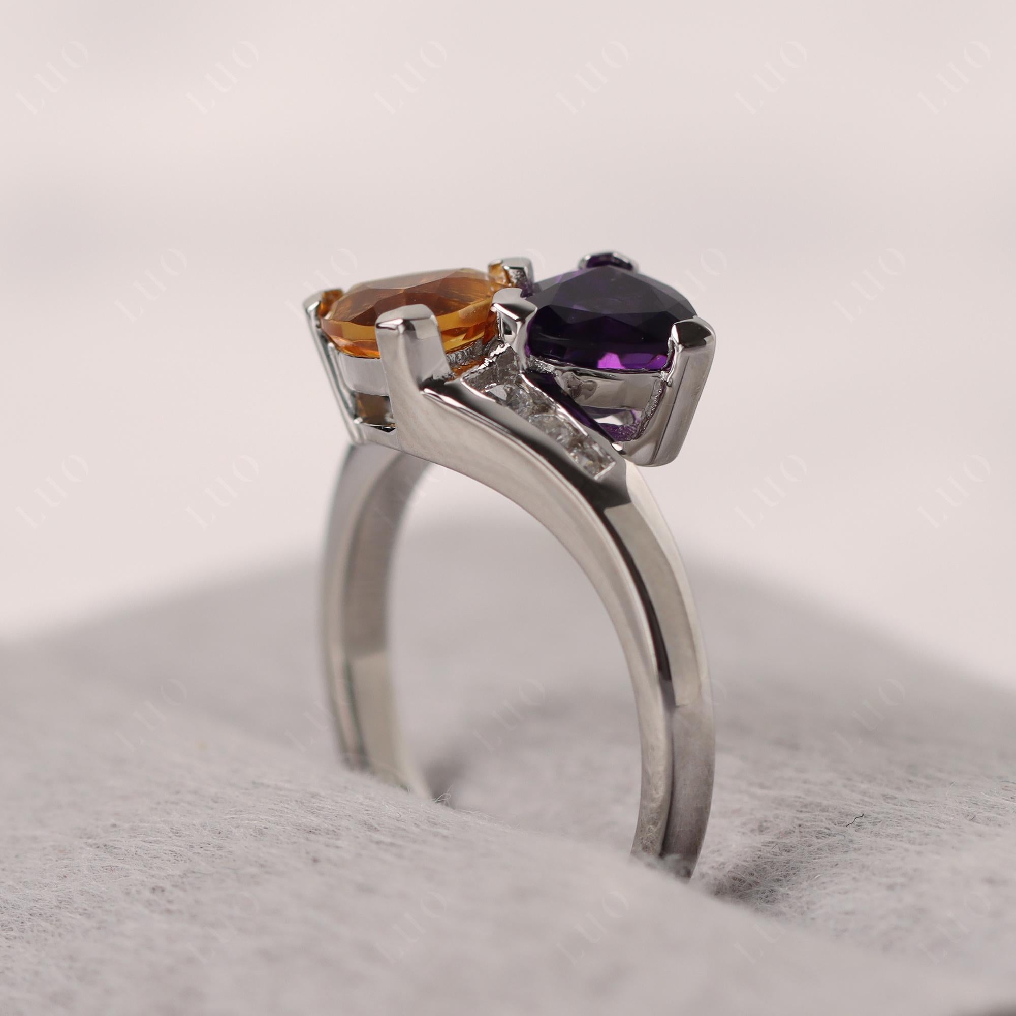 2 Stone Amethyst and Citrine Mothers Ring - LUO Jewelry