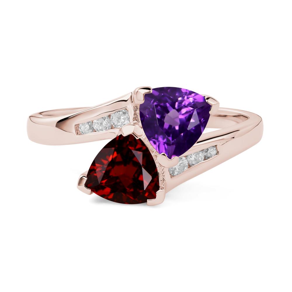 2 Stone Amethyst and Garnet Mothers Ring - LUO Jewelry #metal_14k rose gold