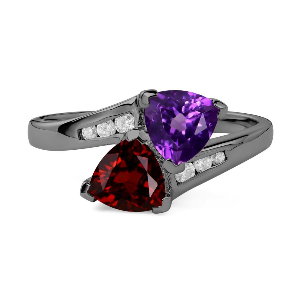 2 Stone Amethyst and Garnet Mothers Ring - LUO Jewelry #metal_black finish sterling silver