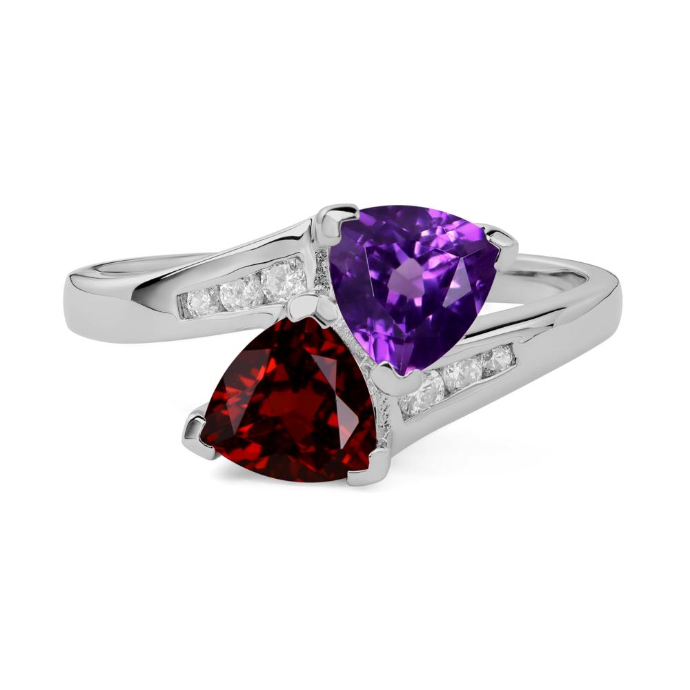 2 Stone Amethyst and Garnet Mothers Ring - LUO Jewelry #metal_platinum