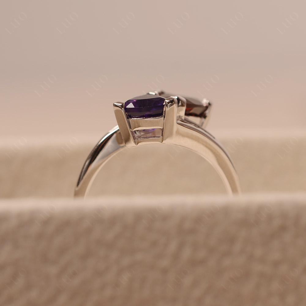 2 Stone Amethyst and Garnet Mothers Ring - LUO Jewelry