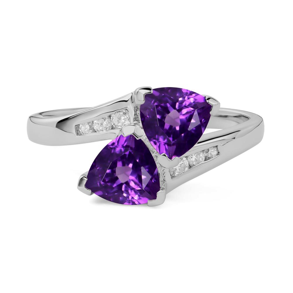2 Stone Amethyst Mothers Ring - LUO Jewelry #metal_platinum