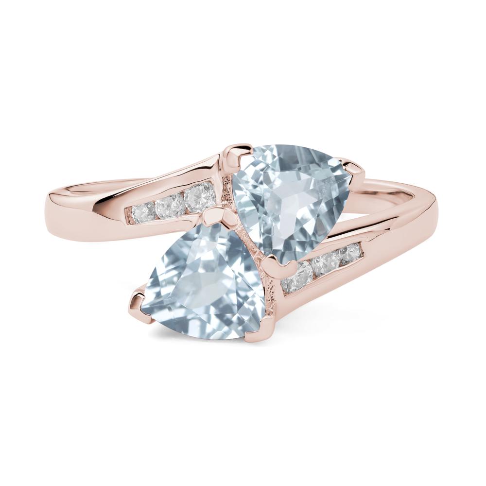 2 Stone Aquamarine Mothers Ring - LUO Jewelry #metal_14k rose gold