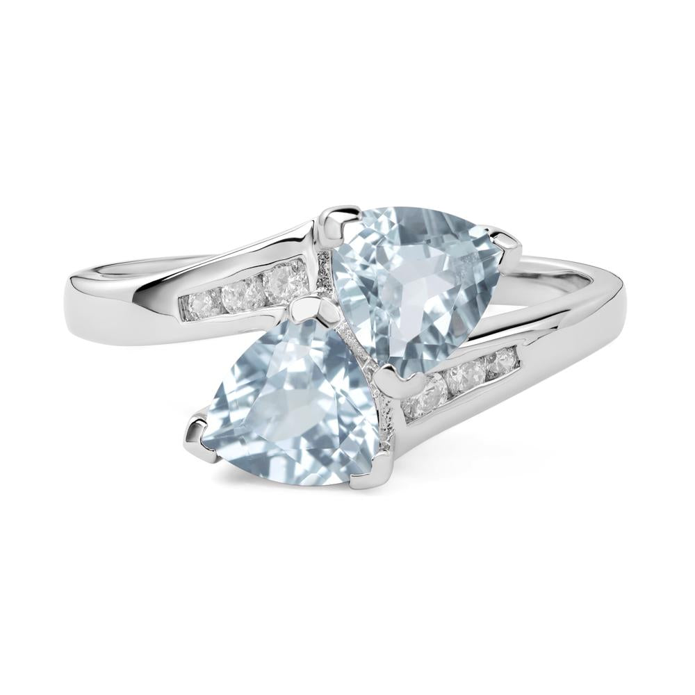 2 Stone Aquamarine Mothers Ring - LUO Jewelry #metal_14k white gold