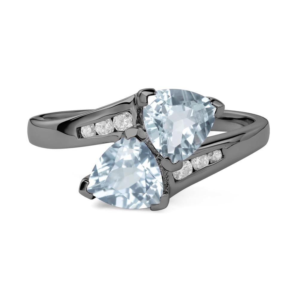 2 Stone Aquamarine Mothers Ring - LUO Jewelry #metal_black finish sterling silver
