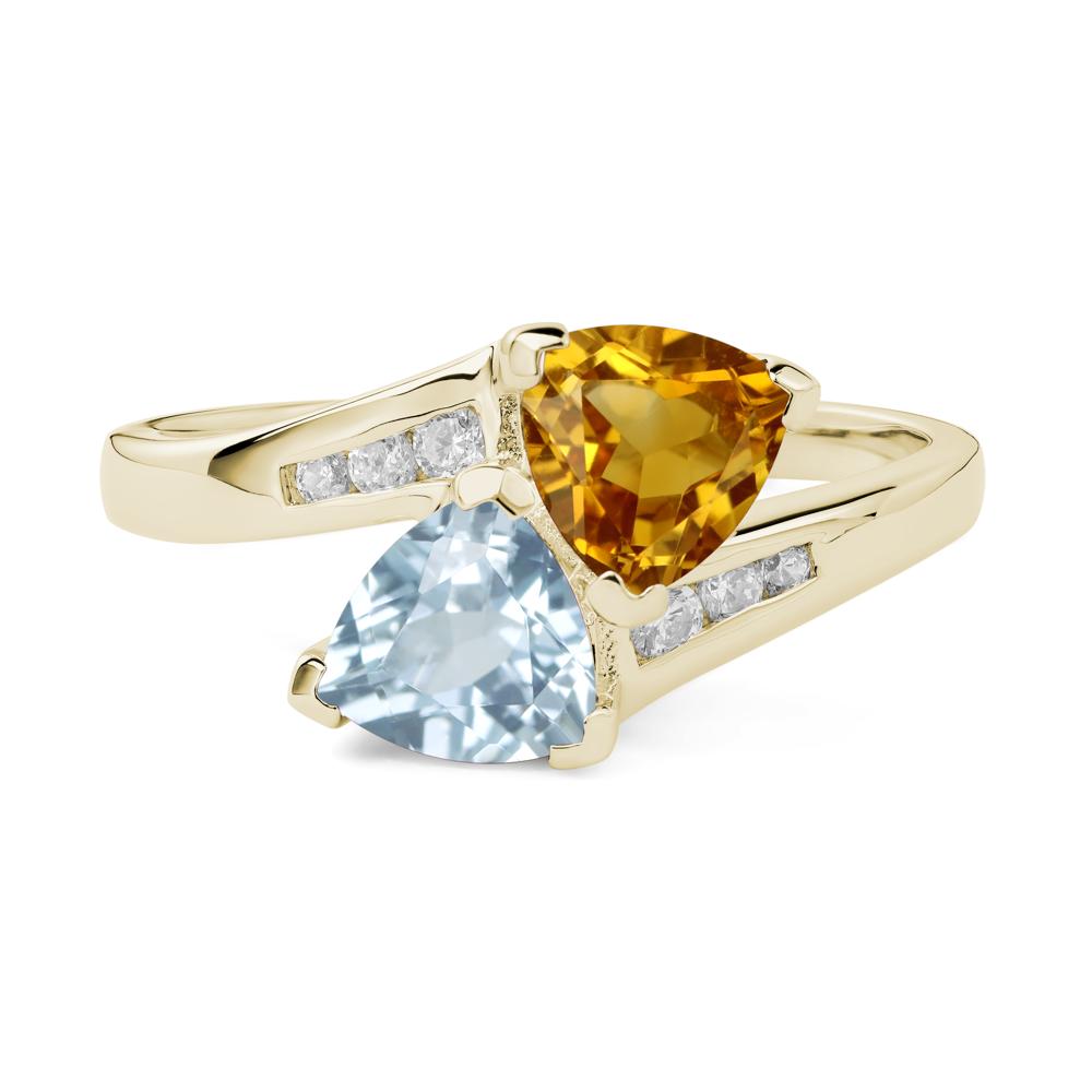 2 Stone Aquamarine and Citrine Mothers Ring - LUO Jewelry #metal_14k yellow gold