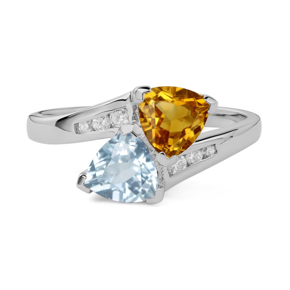 2 Stone Aquamarine and Citrine Mothers Ring - LUO Jewelry #metal_platinum