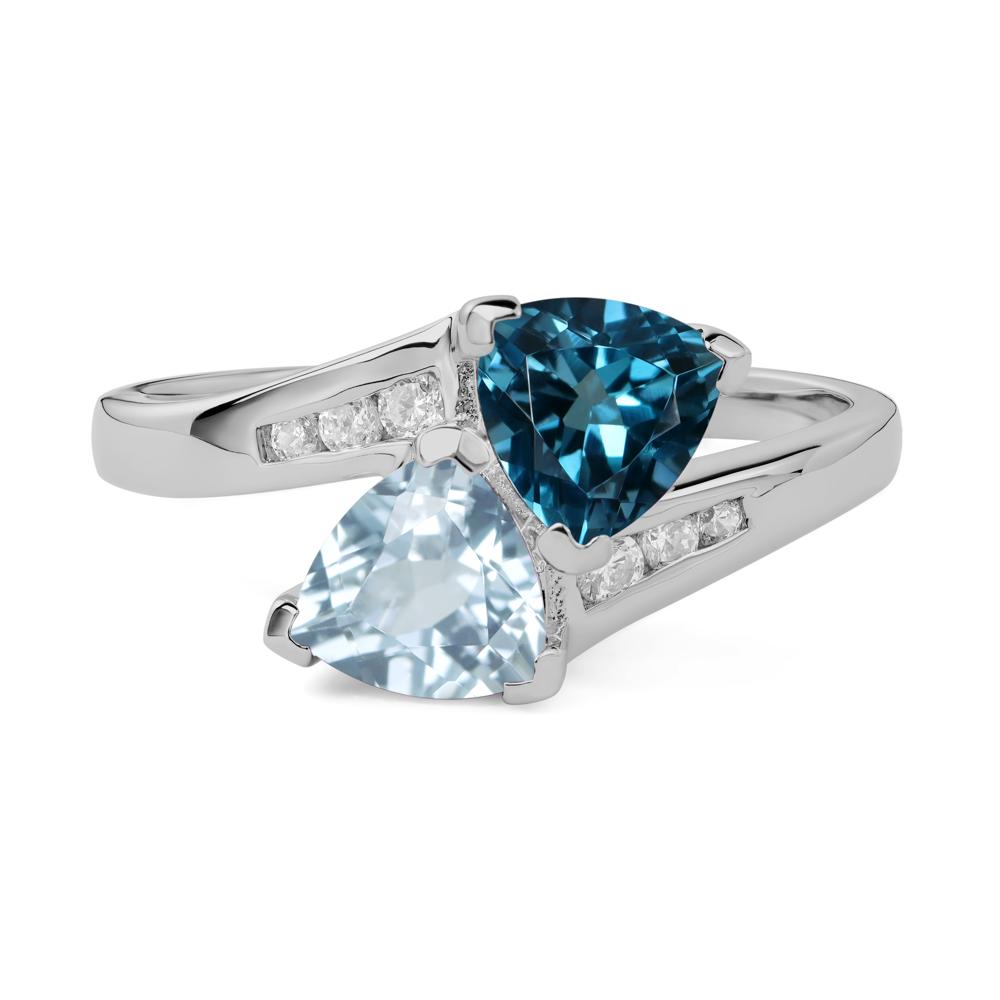 2 Stone Aquamarine and London Blue Topaz Mothers Ring - LUO Jewelry #metal_platinum