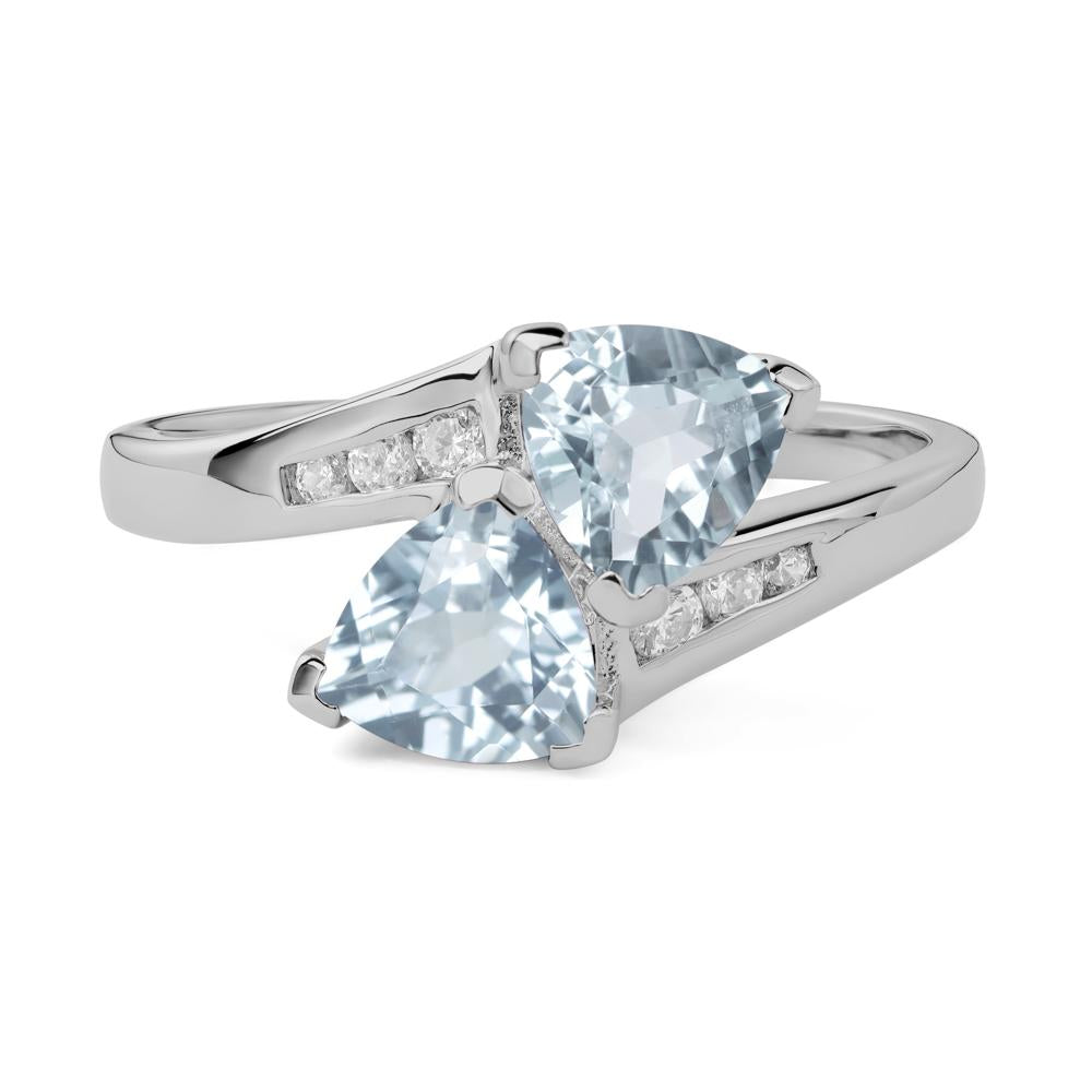 2 Stone Aquamarine Mothers Ring - LUO Jewelry #metal_platinum