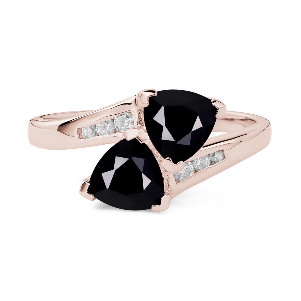 2 Stone Black Stone Mothers Ring - LUO Jewelry #metal_14k rose gold