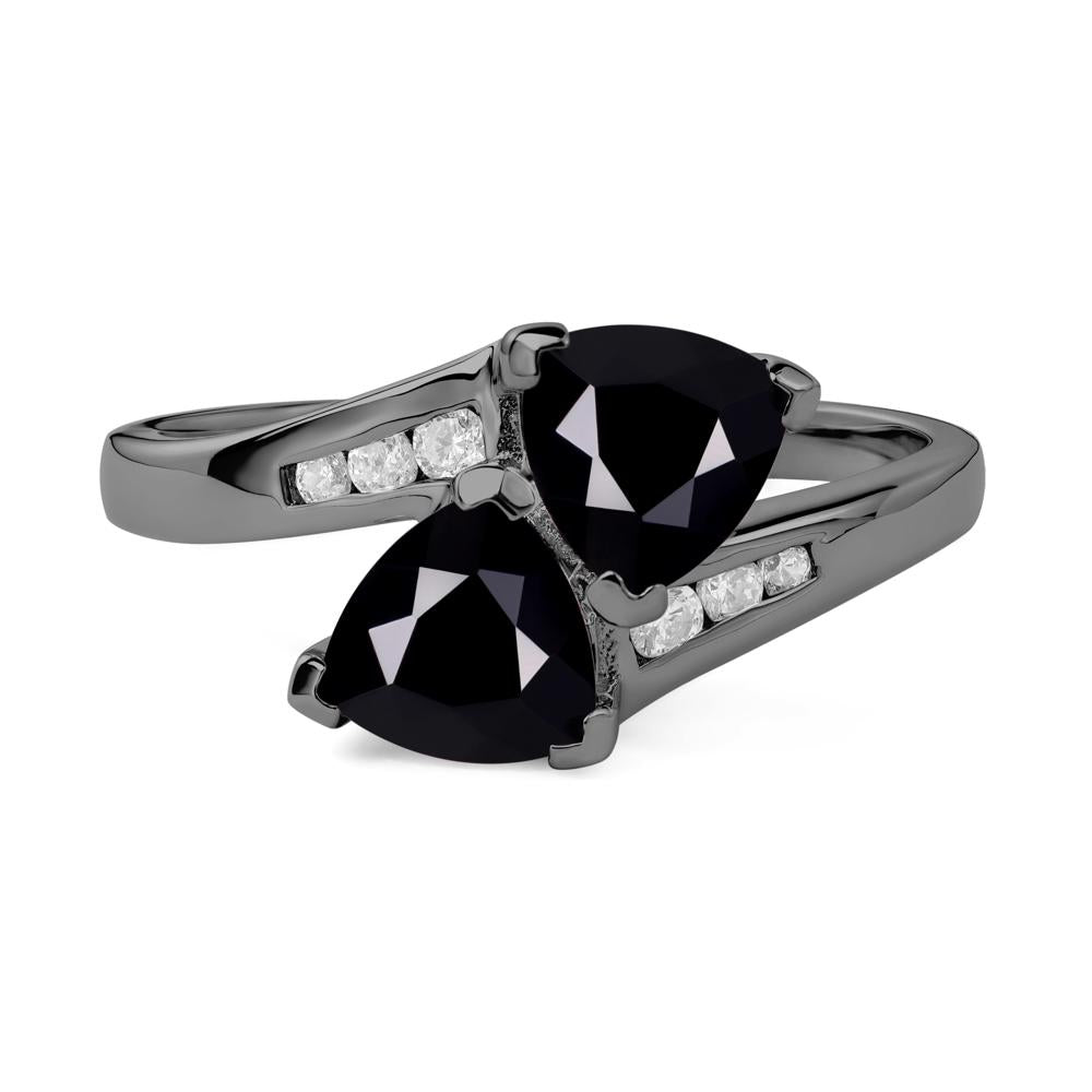 2 Stone Black Stone Mothers Ring - LUO Jewelry #metal_black finish sterling silver