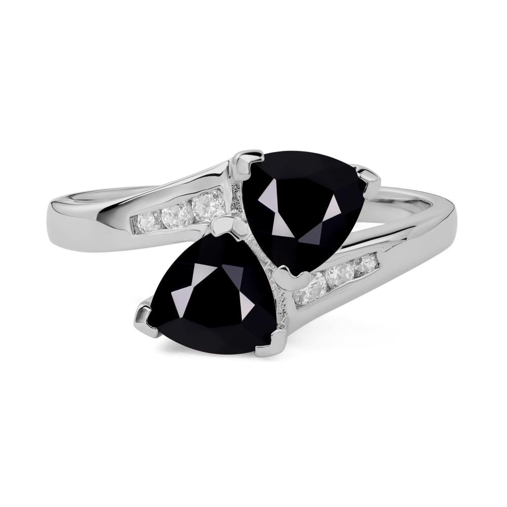 2 Stone Black Stone Mothers Ring - LUO Jewelry #metal_platinum