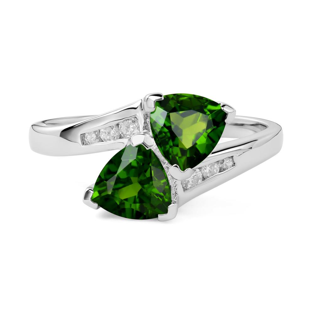 2 Stone Diopside Mothers Ring - LUO Jewelry #metal_14k white gold