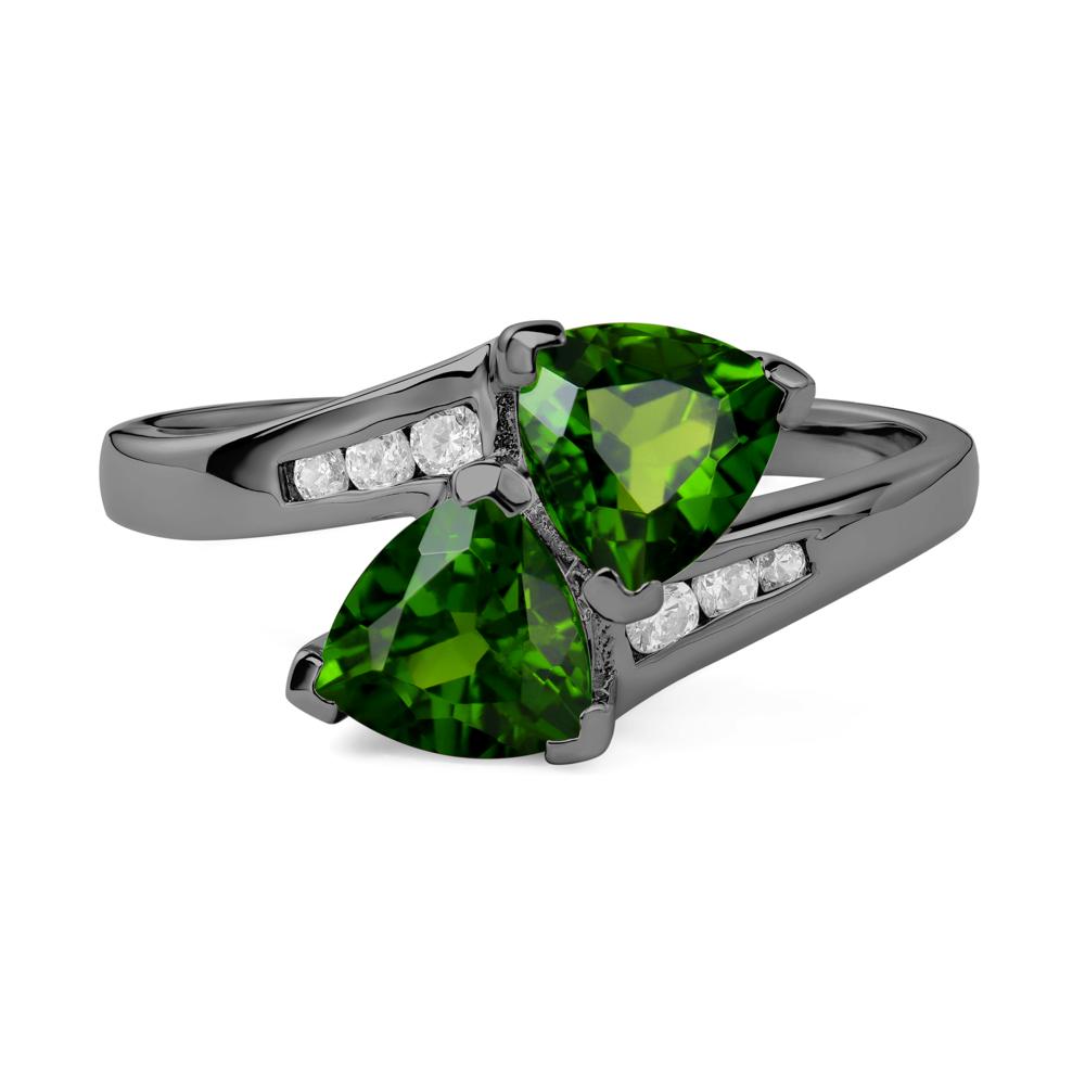 2 Stone Diopside Mothers Ring - LUO Jewelry #metal_black finish sterling silver