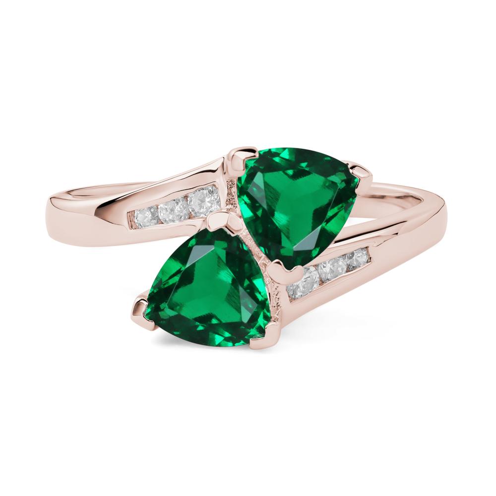 2 Stone Lab Created Emerald Mothers Ring - LUO Jewelry #metal_14k rose gold
