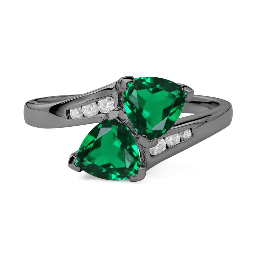 2 Stone Lab Created Emerald Mothers Ring - LUO Jewelry #metal_black finish sterling silver