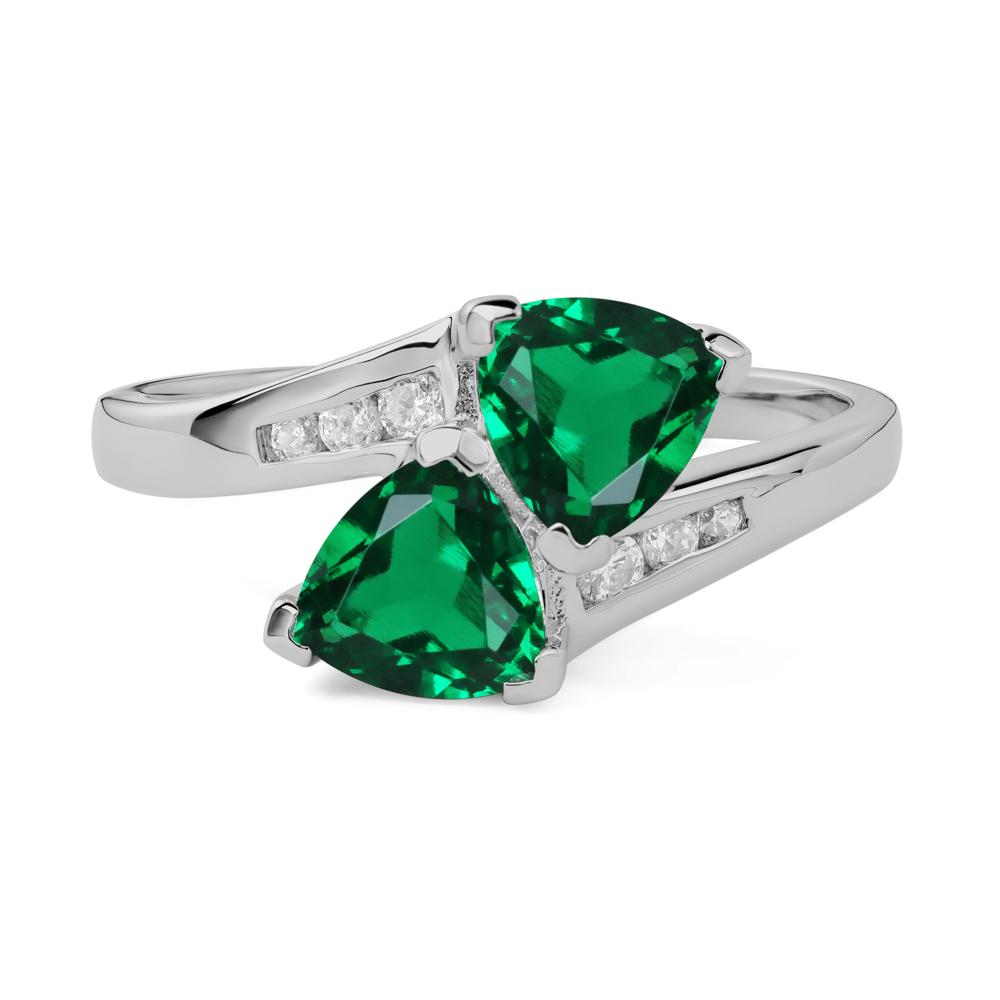 2 Stone Lab Created Emerald Mothers Ring - LUO Jewelry #metal_platinum
