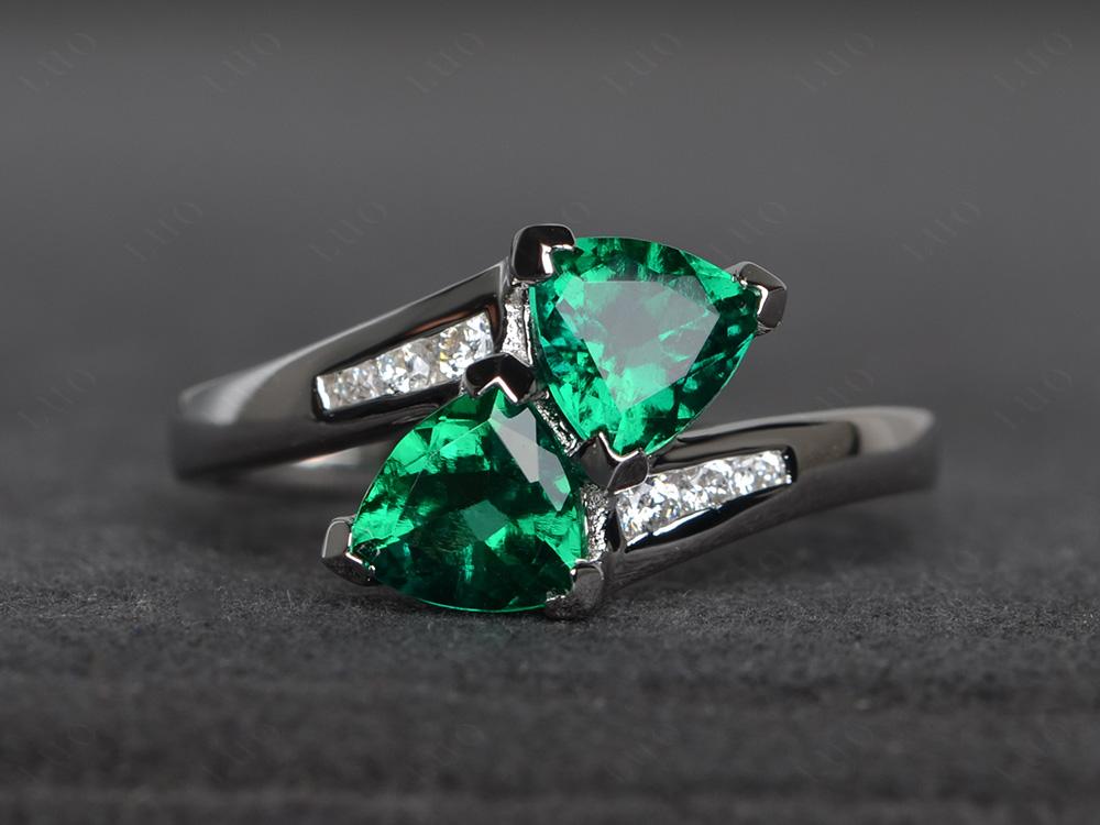 2 Stone Lab Created Emerald Mothers Ring - LUO Jewelry