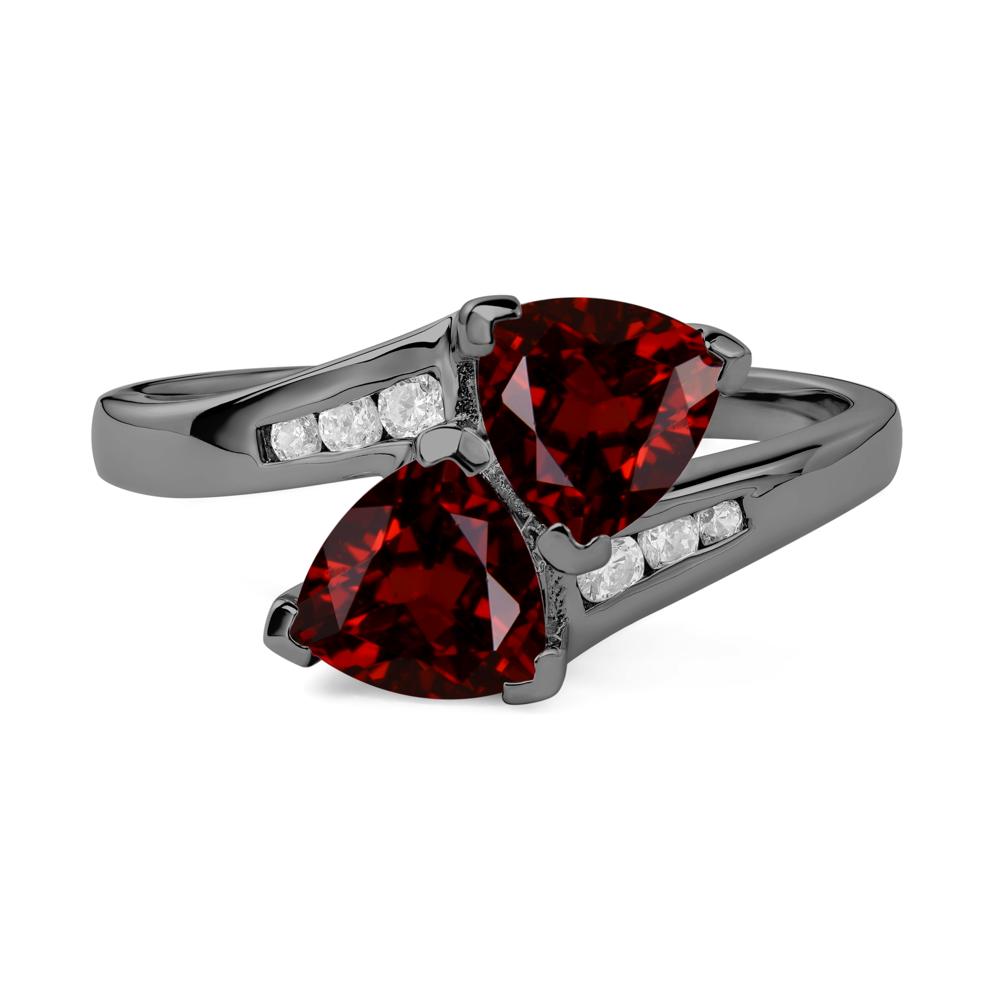 2 Stone Garnet Mothers Ring - LUO Jewelry #metal_black finish sterling silver