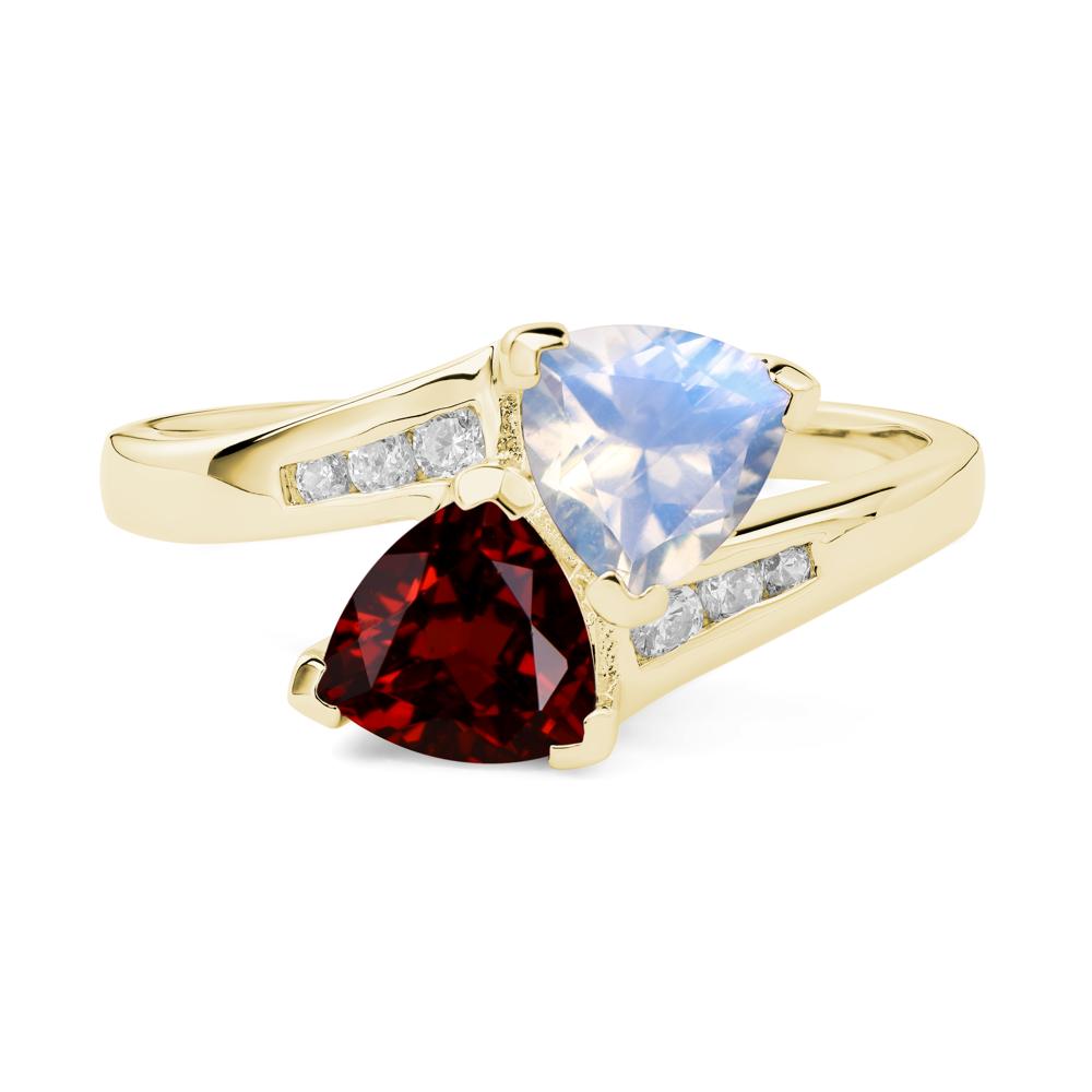 2 Stone Garnet and Moonstone Mothers Ring - LUO Jewelry #metal_18k yellow gold