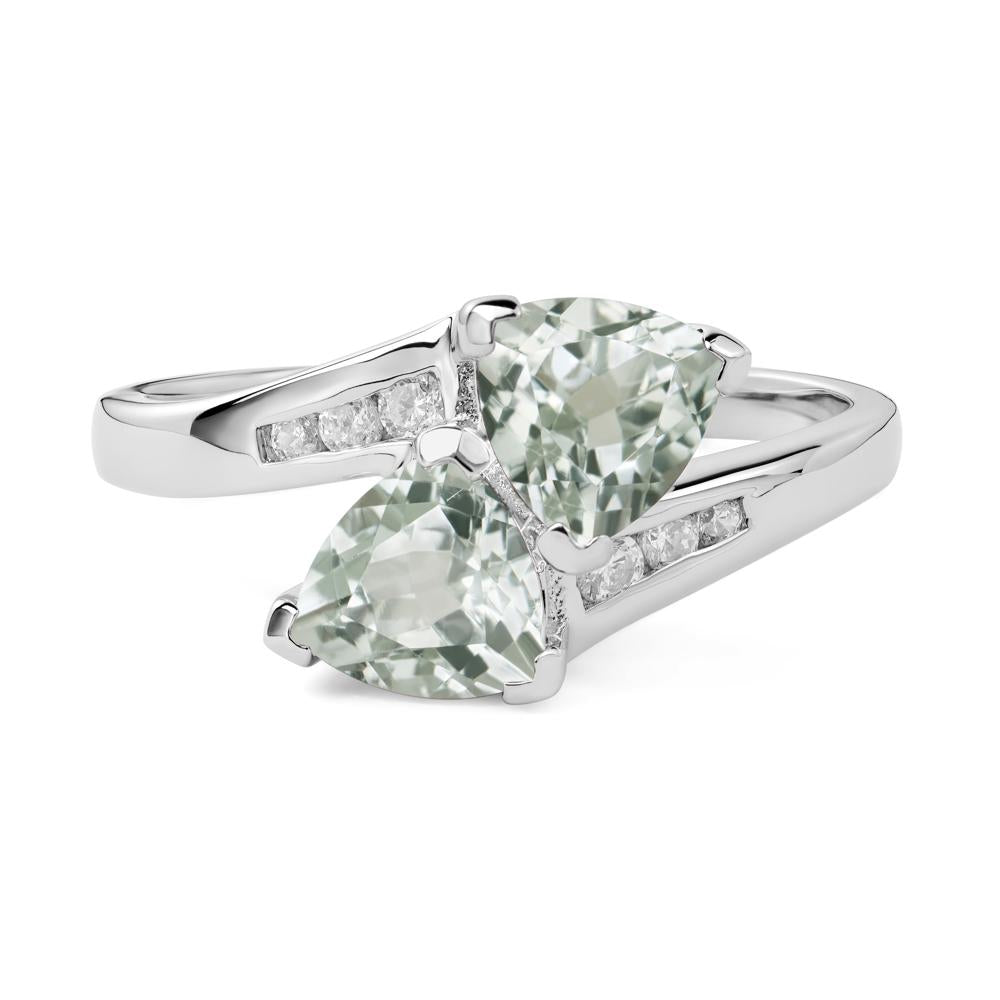 2 Stone Green Amethyst Mothers Ring - LUO Jewelry #metal_14k white gold