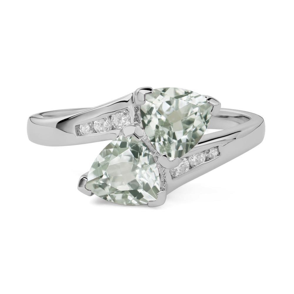 2 Stone Green Amethyst Mothers Ring - LUO Jewelry #metal_platinum