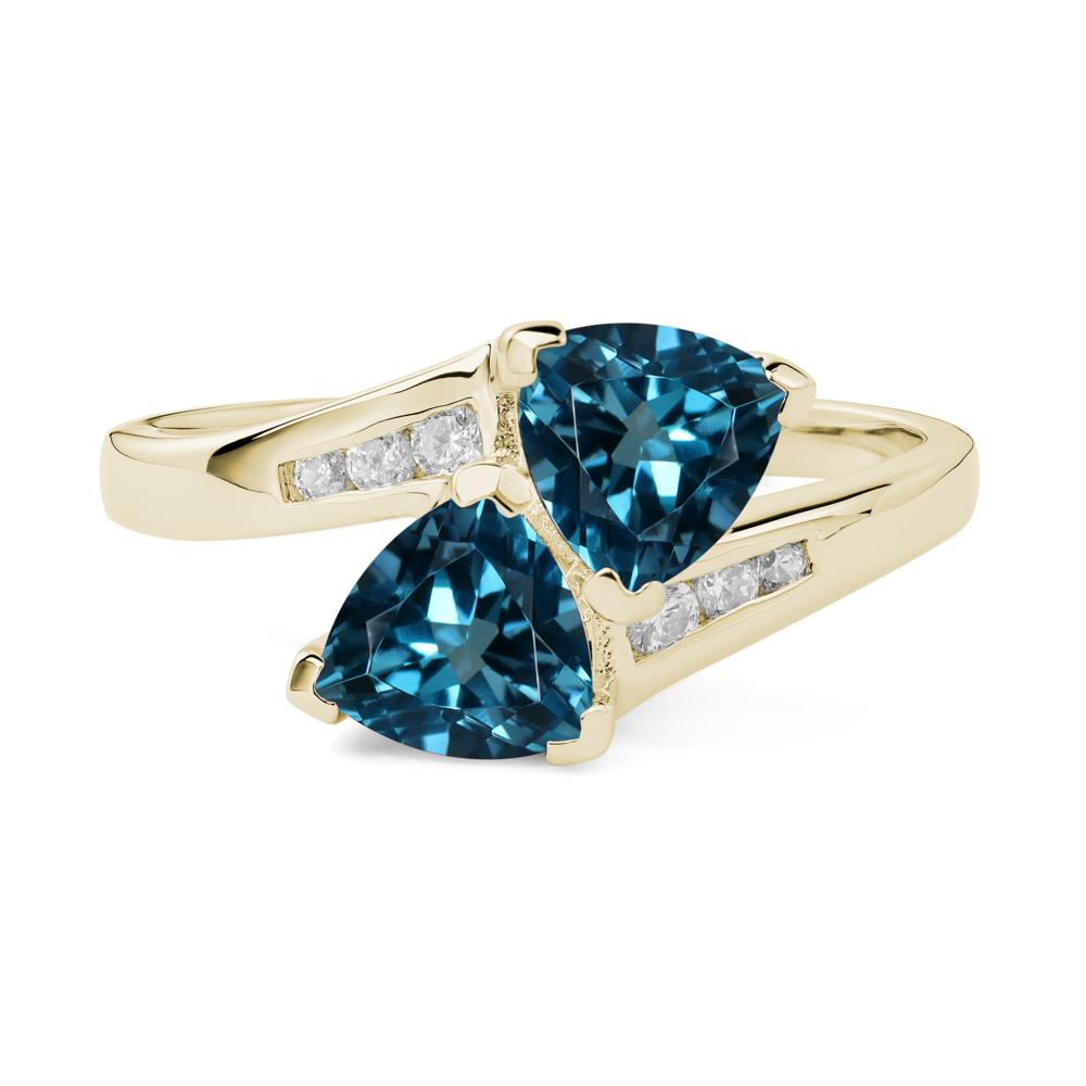 2 Stone London Blue Topaz Mothers Ring - LUO Jewelry #metal_14k yellow gold