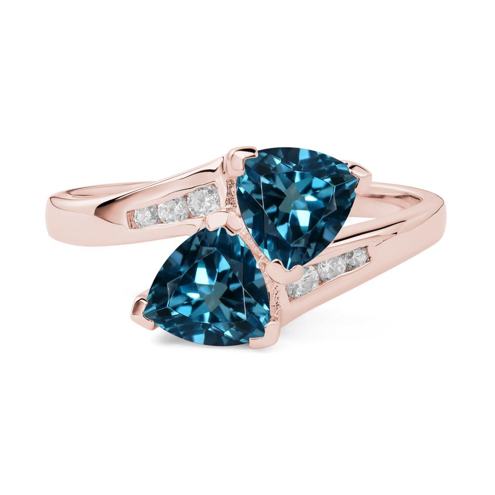 2 Stone London Blue Topaz Mothers Ring - LUO Jewelry #metal_18k rose gold