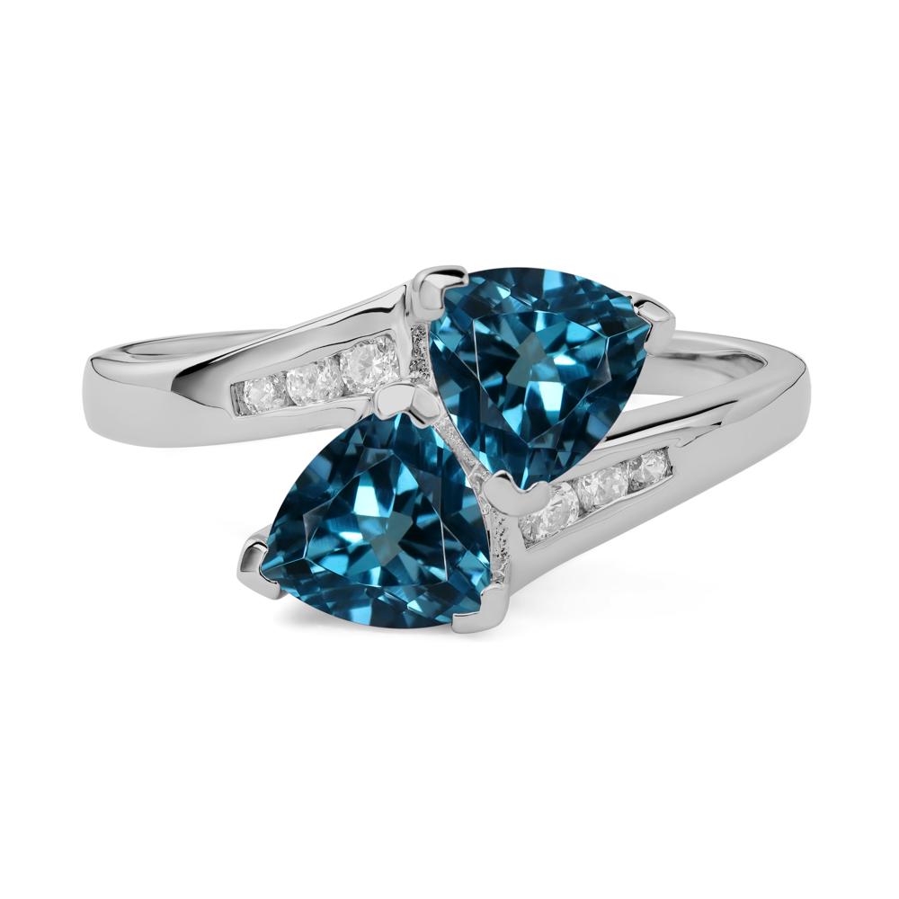 2 Stone London Blue Topaz Mothers Ring - LUO Jewelry #metal_platinum