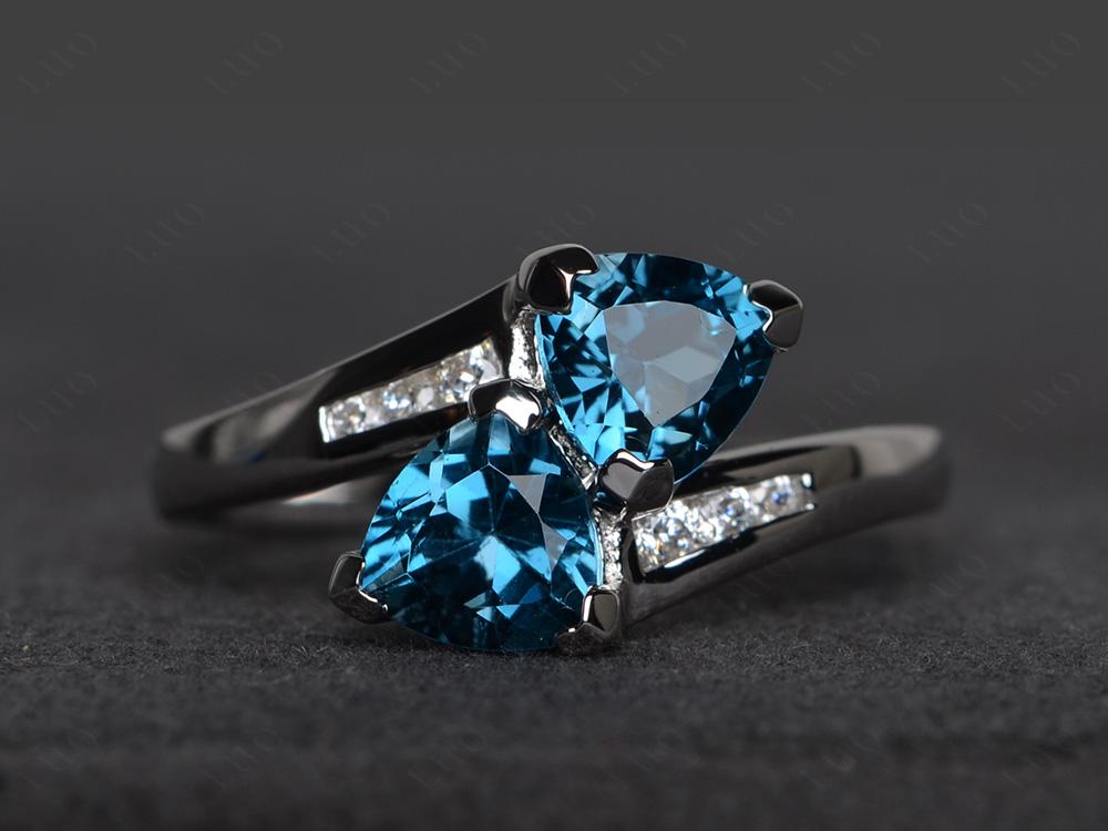 2 Stone London Blue Topaz Mothers Ring - LUO Jewelry