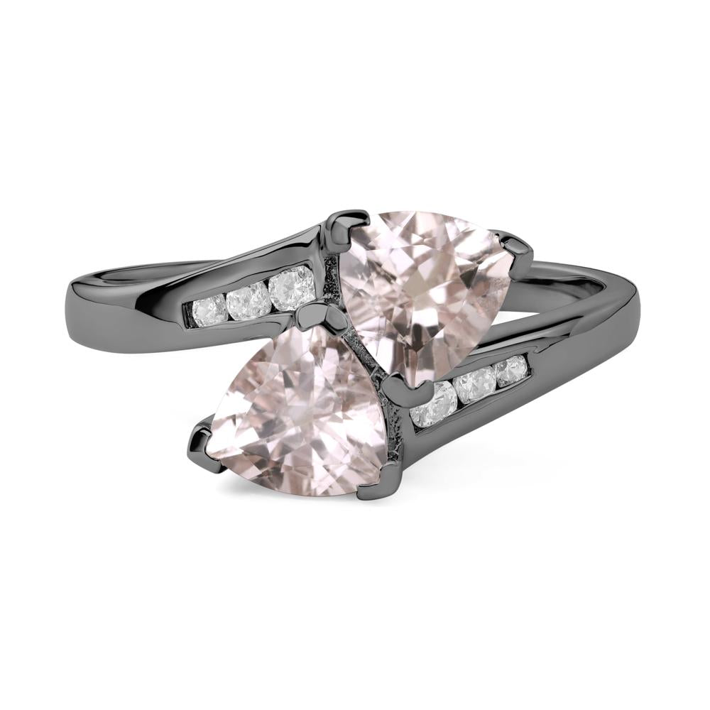 2 Stone Morganite Mothers Ring - LUO Jewelry #metal_black finish sterling silver