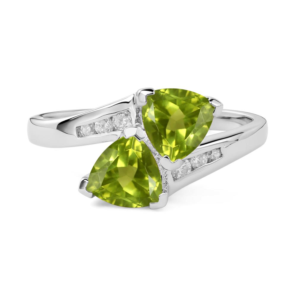 2 Stone Peridot Mothers Ring - LUO Jewelry #metal_14k white gold