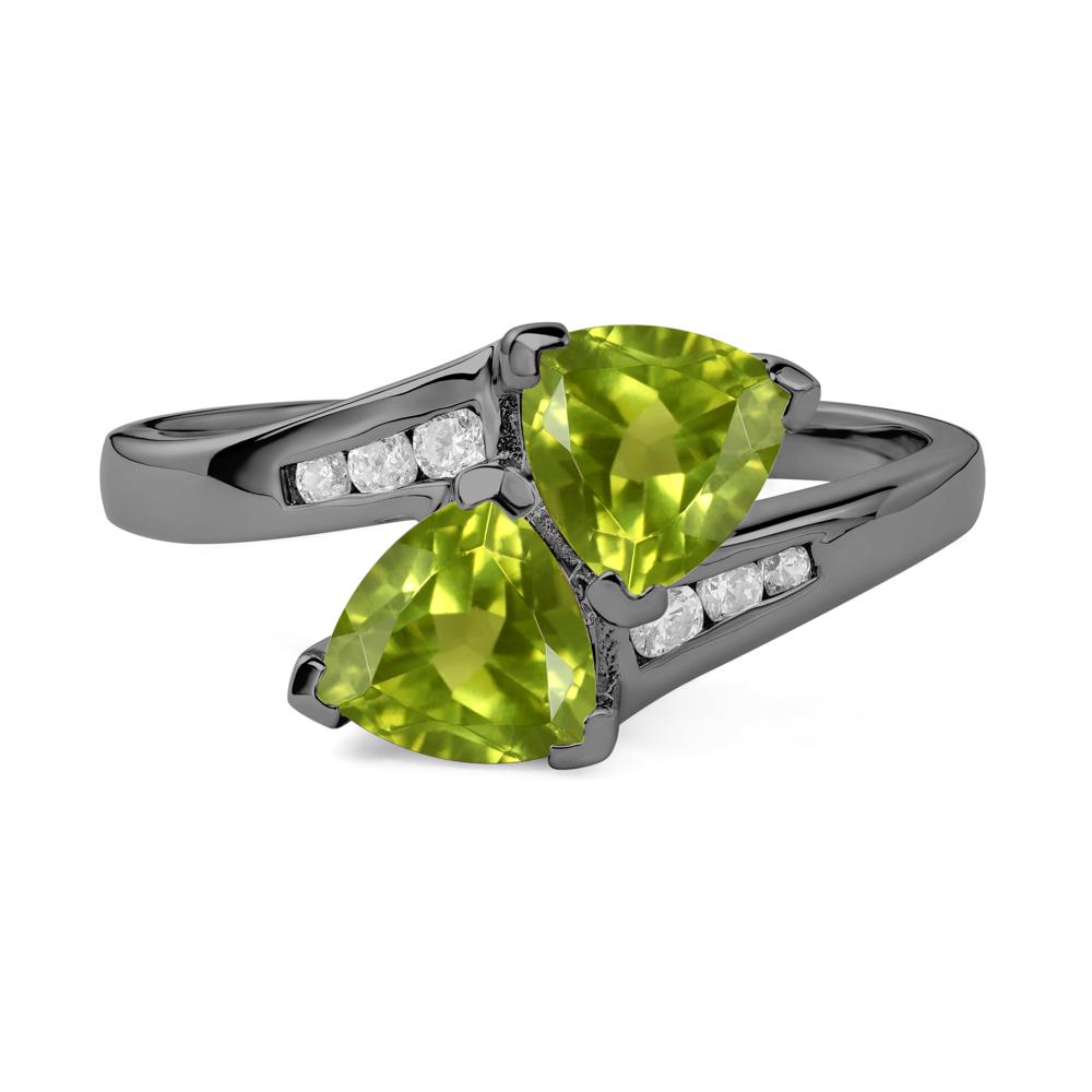 2 Stone Peridot Mothers Ring - LUO Jewelry #metal_black finish sterling silver