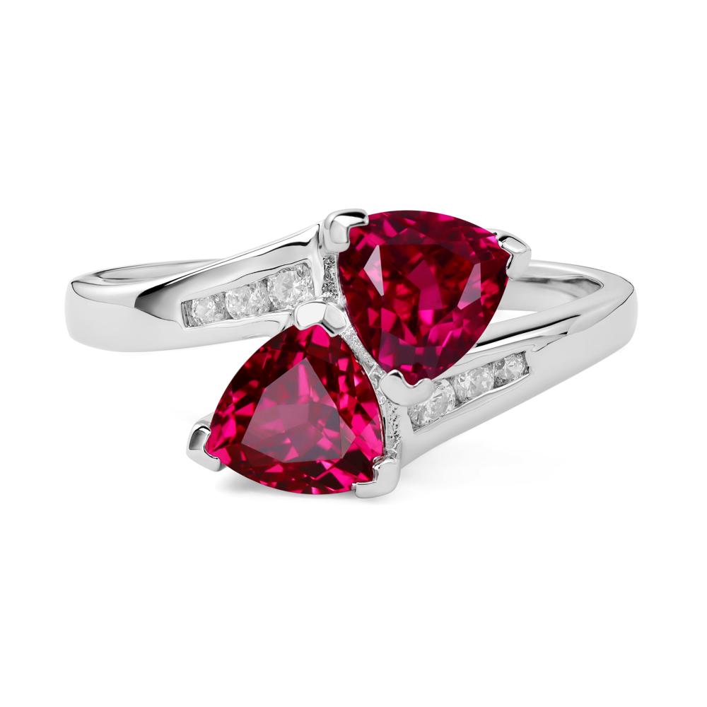 2 Stone Ruby Mothers Ring - LUO Jewelry #metal_14k white gold