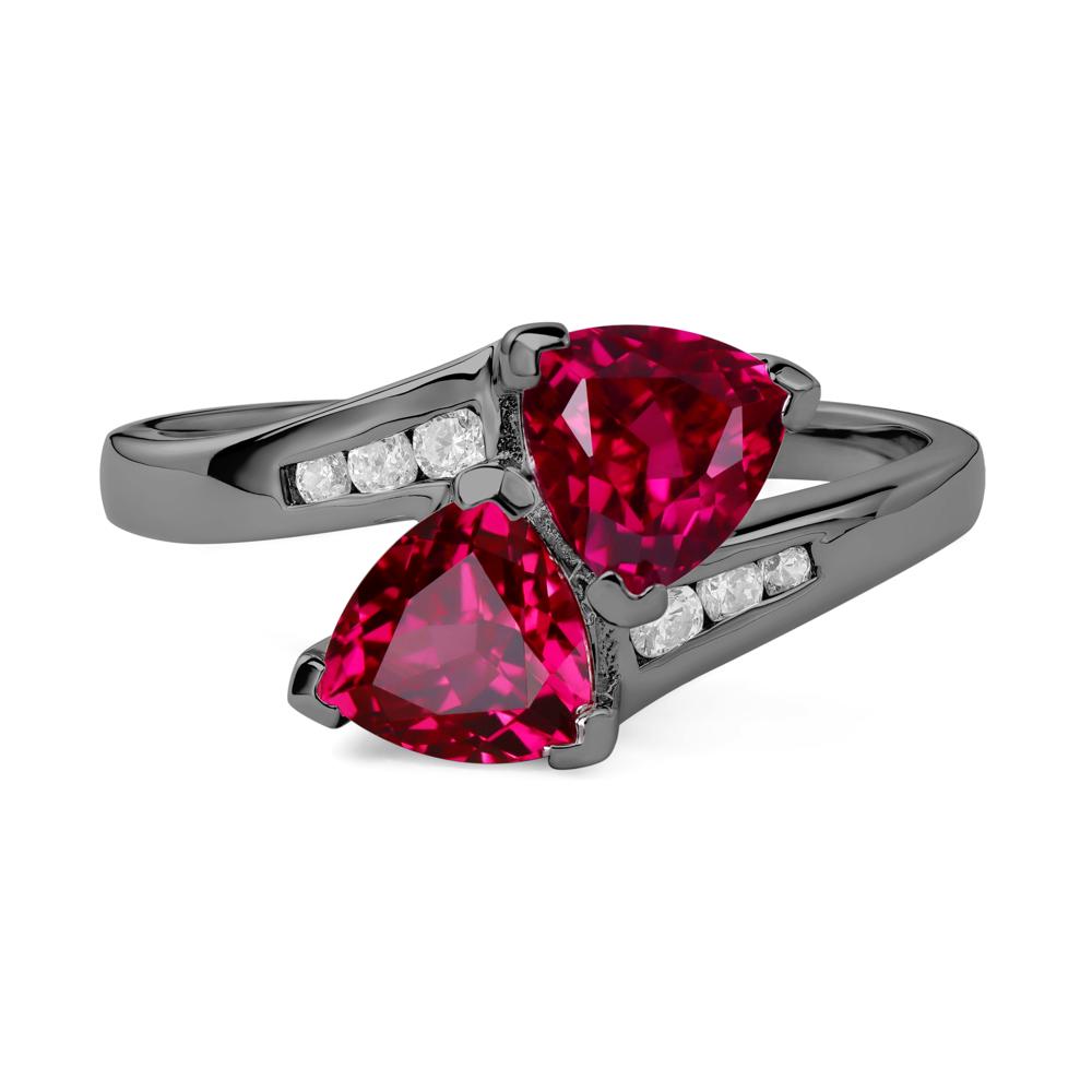 2 Stone Ruby Mothers Ring - LUO Jewelry #metal_black finish sterling silver