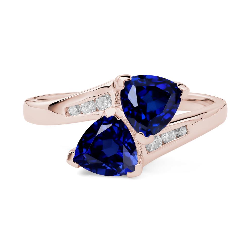 2 Stone Lab Created Sapphire Mothers Ring - LUO Jewelry #metal_14k rose gold